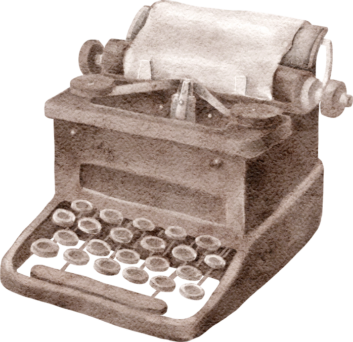 Vintage typewriter watercolour illustration