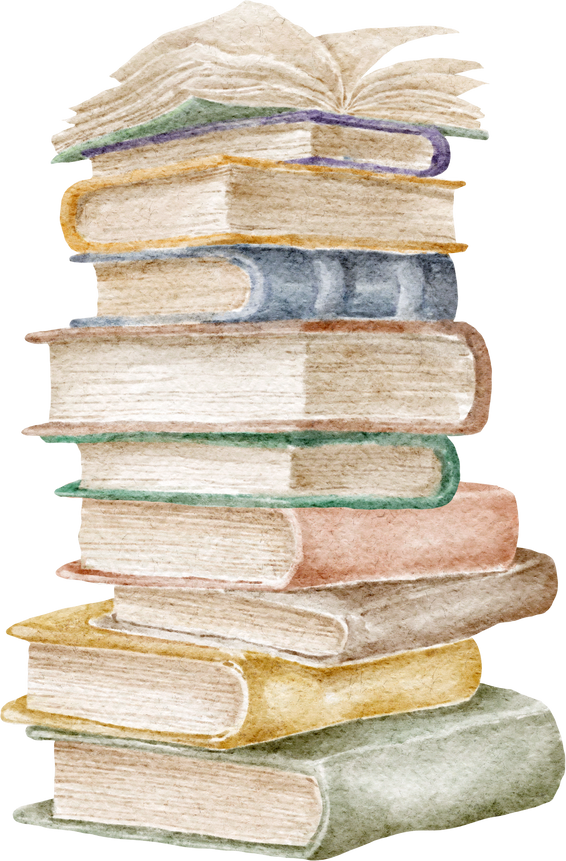 Stacked books hand drawn illustration